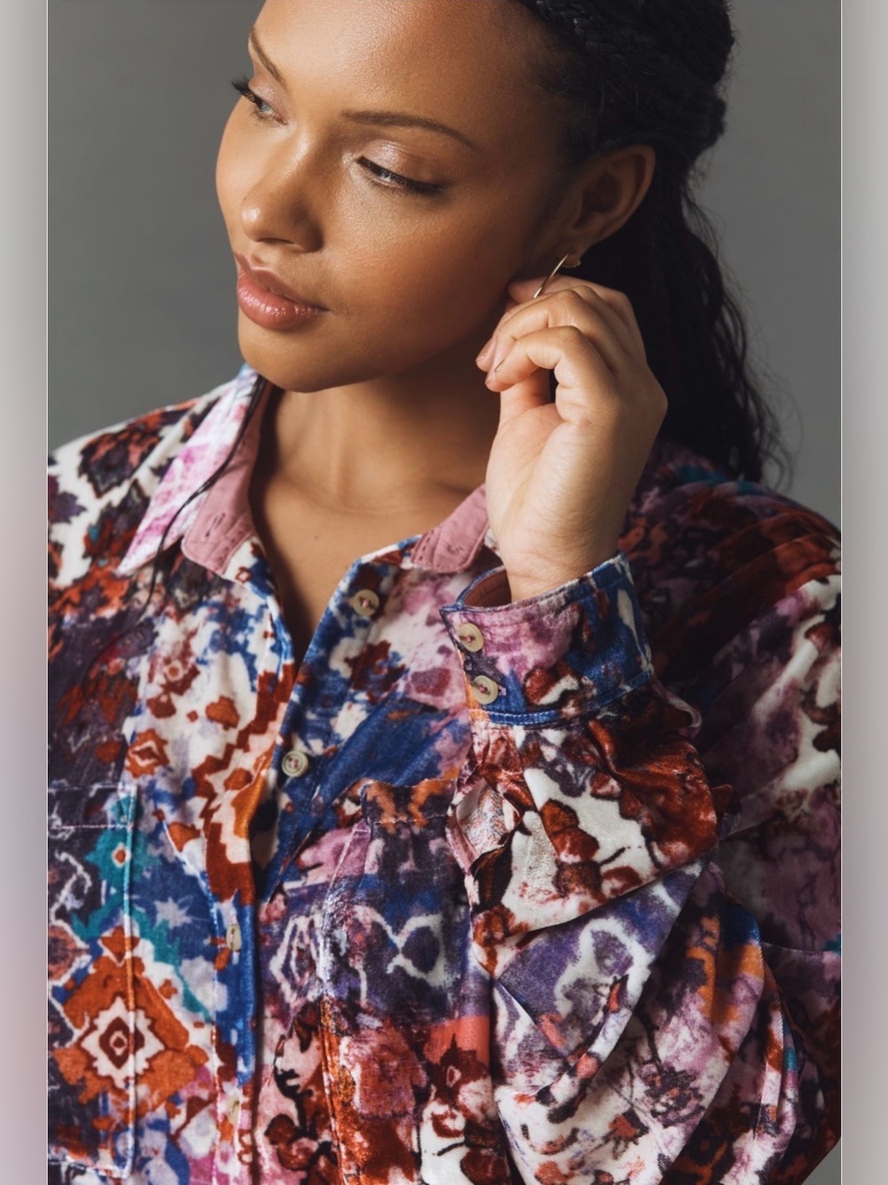 Anthropologie Hadley Velvet Relaxed Buttondown Shirt NWT - Picture 4 of 8